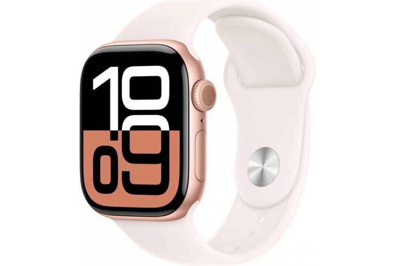 Apple Watch Series 10, 42 мм, корпус из алюминия цвета розовое золото, спортивный ремешок цвета румянец M/L