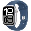 Apple Watch Series 10, 46 мм, корпус из алюминия серебристого цвета, спортивный ремешок цвета синий деним M/L