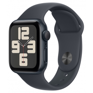 Apple Watch SE 2024, 40 мм, корпус из алюминия цвета полуночный Black, спортивный ремешок цвета полуночный Black S/M