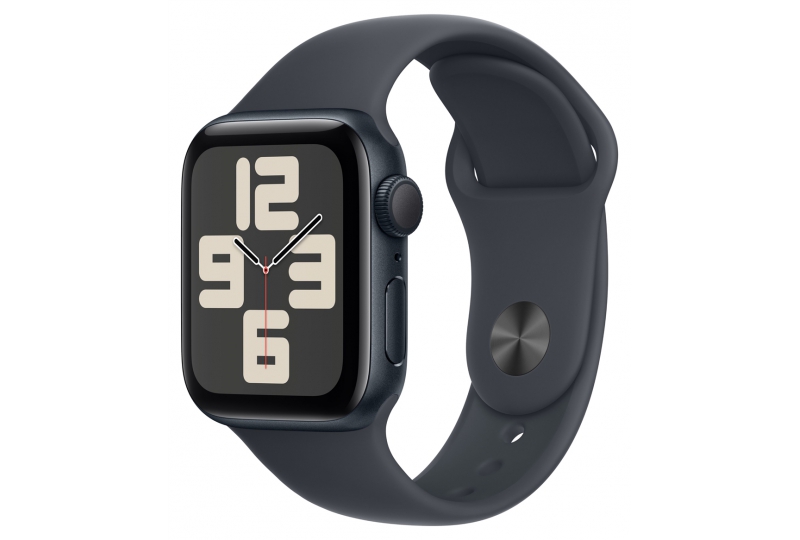 Apple Watch SE 2024, 40 мм, корпус из алюминия цвета полуночный Black, спортивный ремешок цвета полуночный Black S/M