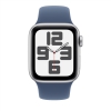 Apple Watch SE 2024, 40 мм, корпус из алюминия серебристого цвета, спортивный ремешок цвета синий деним S/M