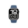 Apple Watch Series 10, 46 мм, корпус из алюминия серебристого цвета, спортивный ремешок цвета синий деним M/L