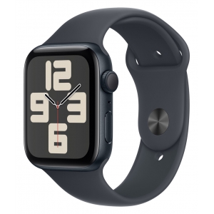 Apple Watch SE 2024, 44 мм, корпус из алюминия цвета полуночный Black, спортивный ремешок цвета полуночный Black M/L