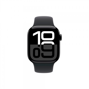 Apple Watch Series 10, 42 мм, корпус из алюминия цвета чёрный глянец, спортивный ремешок черного цвета S/M