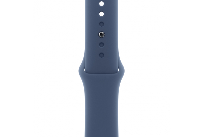 Apple Watch SE 2024, 40 мм, корпус из алюминия серебристого цвета, спортивный ремешок цвета синий деним S/M