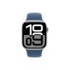 Apple Watch Series 10, 42 мм, корпус из алюминия цвета серебристый, спортивный ремешок цвета синий деним S/M
