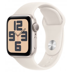 Apple Watch SE 2024, 40 мм, корпус из алюминия цвета сияющая звезда, спортивный ремешок цвета сияющая звезда S/M