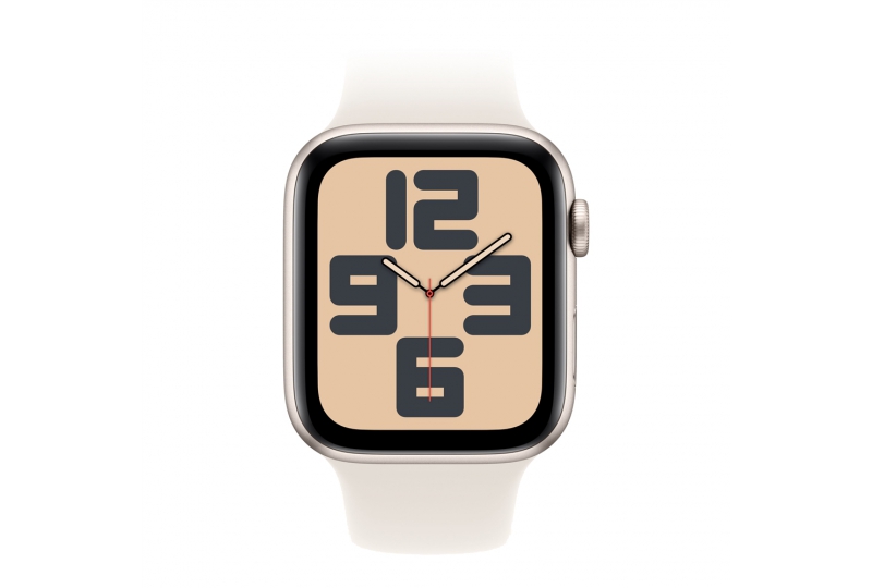 Apple Watch SE 2024, 44 мм, корпус из алюминия цвета сияющая звезда, спортивный ремешок цвета сияющая звезда M/L
