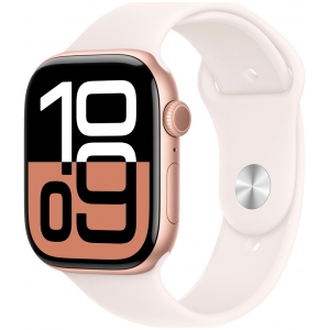 Apple Watch Series 10, 46 мм, корпус из алюминия цвета розовое золото, спортивный ремешок цвета румянец M/L