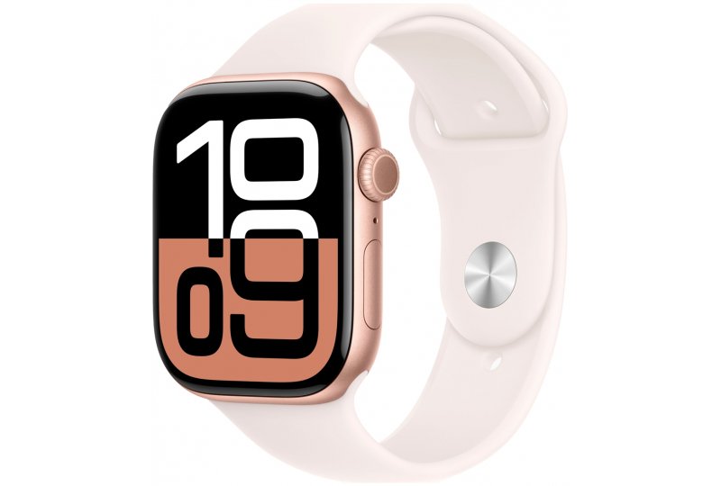 Apple Watch Series 10, 46 мм, корпус из алюминия цвета розовое золото, спортивный ремешок цвета румянец M/L