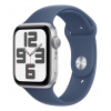 Apple Watch SE 2024, 44 мм, корпус из алюминия серебристого цвета, спортивный ремешок цвета синий деним M/L